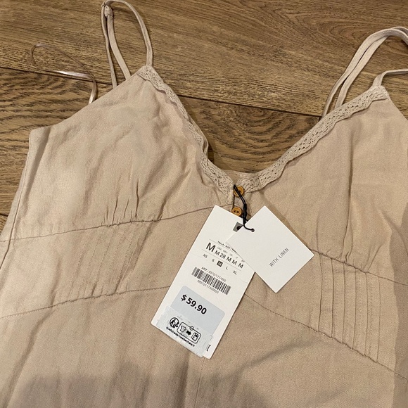 Zara Linen Strappy Midi Dress(M) - Picture 3 of 8